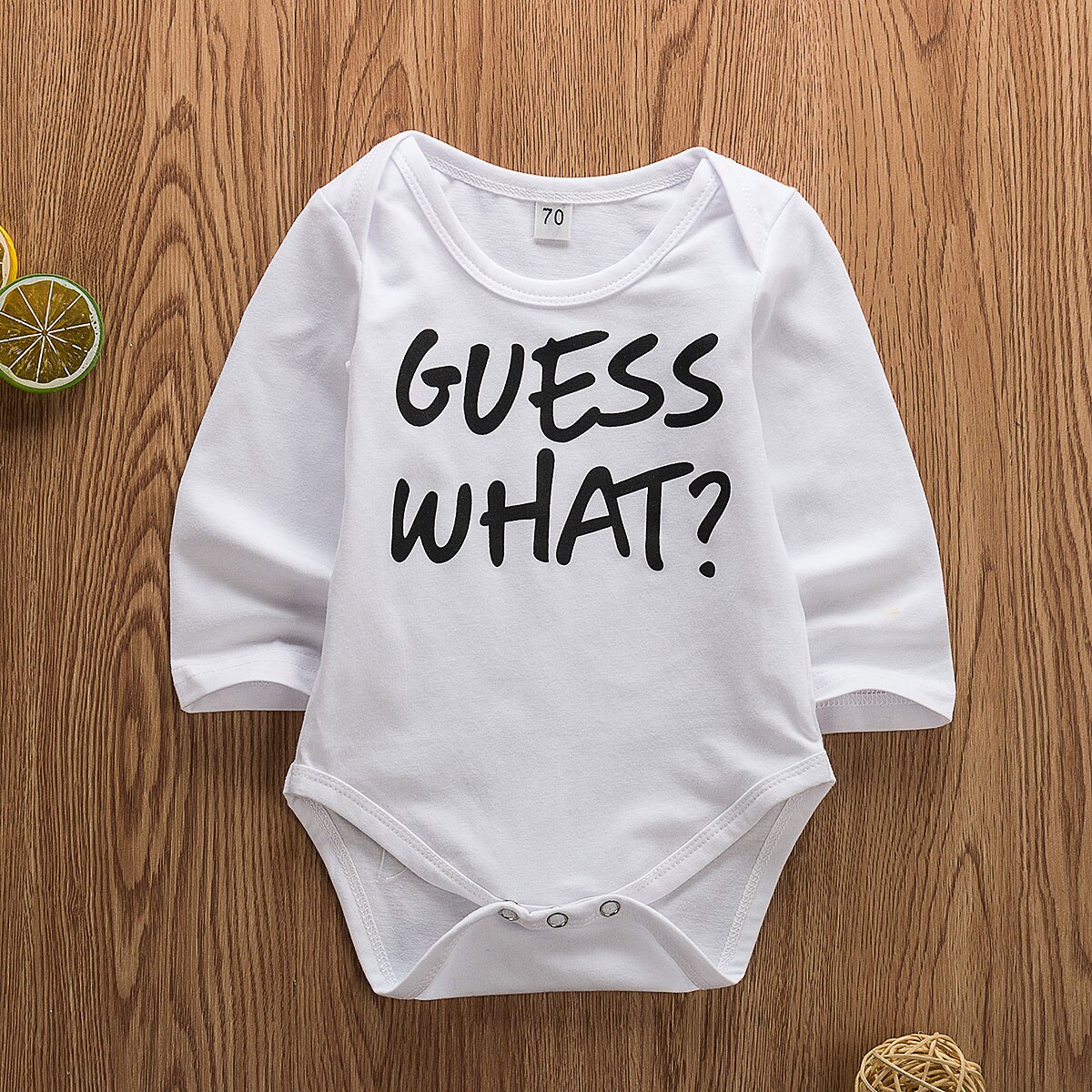 Baby Summer Clothing Newborn Infant Girls Baby Boy Bodysuits Jumpsuit Sunsuit Cute GUESS WHAT Playsuit Cotton Clothes 0-18M: Long Sleeve / 6M