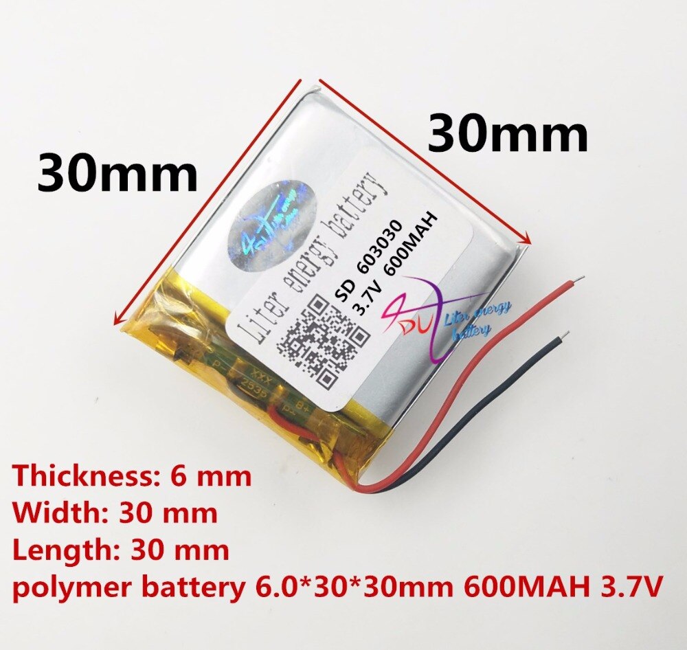 3.7V 603030 600mah bateria litowo-polimerowa robić tachografów głośnikowych zabawek, GPS TK103, zegarki GEOZON