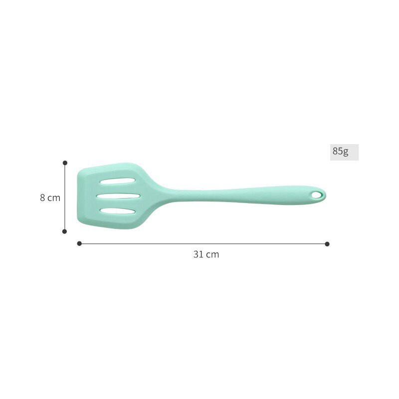 Cuchara y cuchara resistentes al calor, colador de giro, utensilios de cocina rosas, utensilios de silicona, 1 pieza aptos para lavavajillas, producto: Blue Slotted Turner