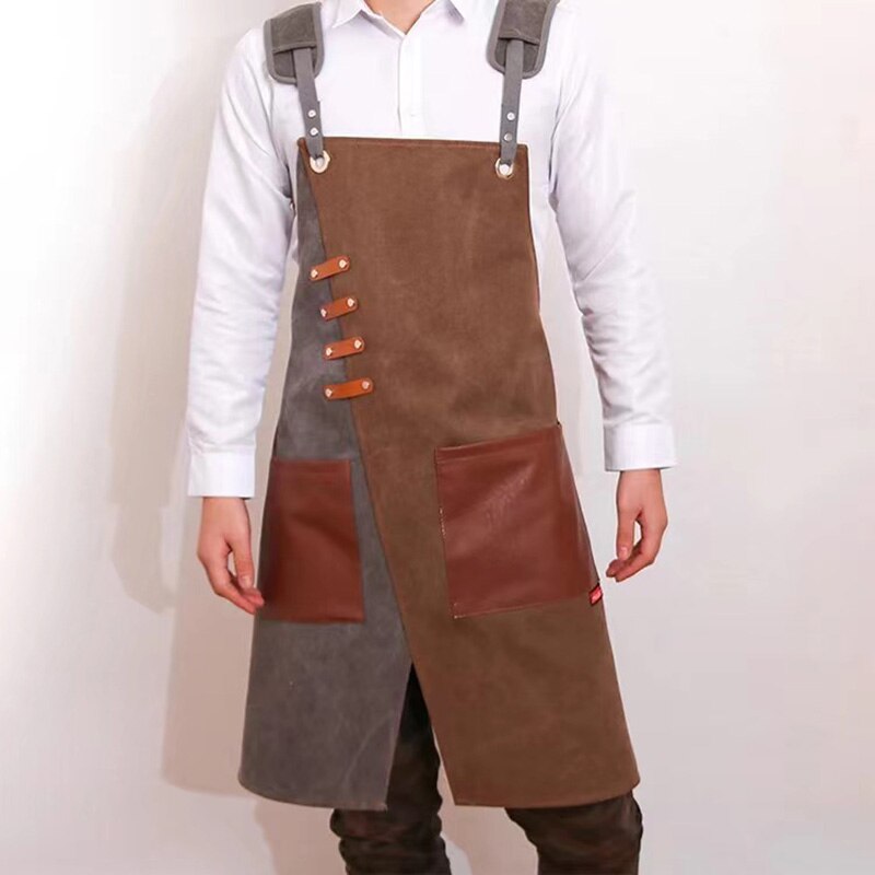 Canvas Chef Apron Cross Back with Pockets for Women Men Adjustable Strap And Large Pockets ApronKitchen Cooking Baking Bib