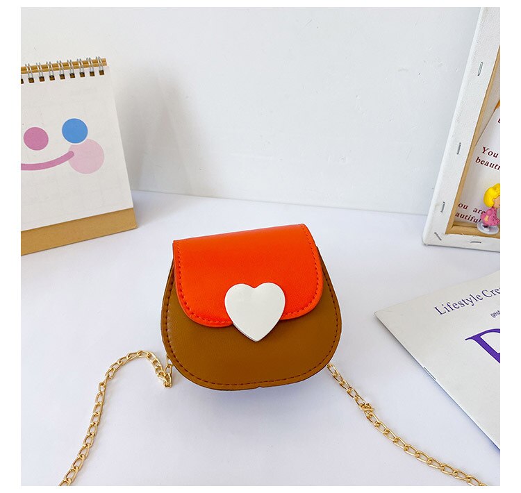 Mignon enfants Mini sacs à main et sacs à main automne hiver en cuir sacs à bandoulière pour bébé filles petite pièce pochette fille sac à main de fête: orange
