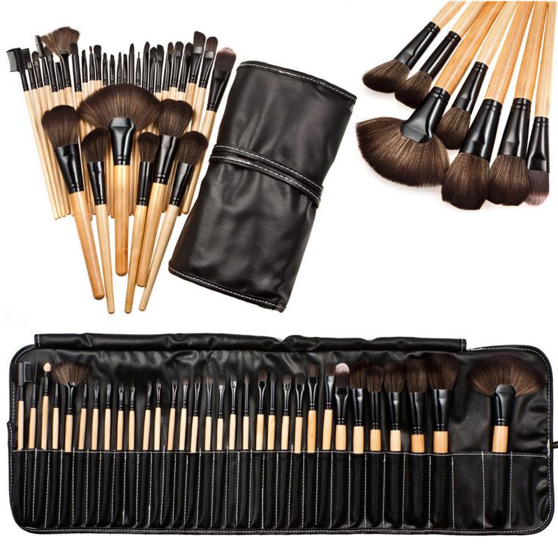 Conjunto de pinceles de maquillaje , 32 brochas diferentes, resistente al agua, organizador de bolsas de maquillaje