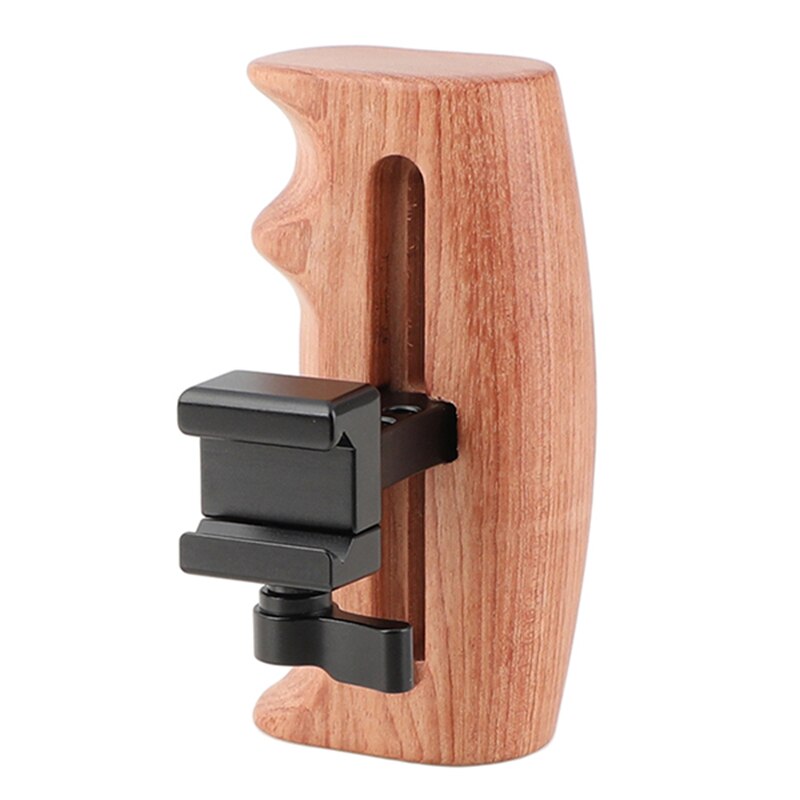 Wooden Handle Grip with NATO Clamp Connection for DSLR Camera Cage Rig (Either Side)