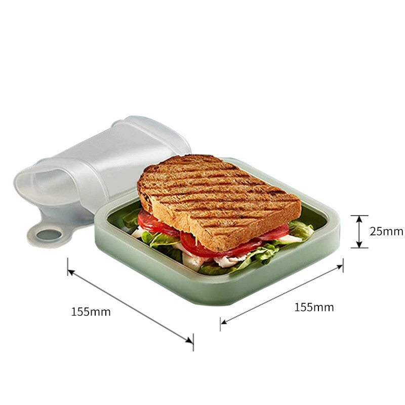 Sandwich Toast Bento Box Eco-Friendly Lunch Food Container Microwavable Dinnerware Reusable Silicone Sandwich Box