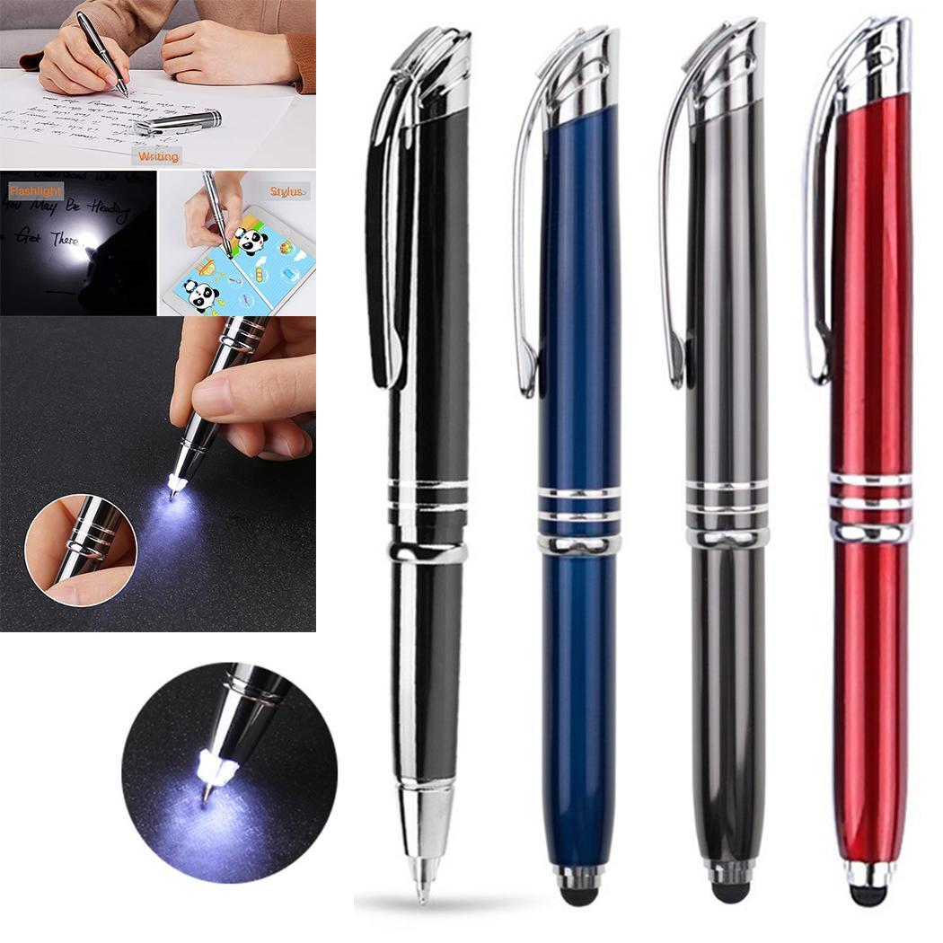 3-in-1 Function Touch Stylus LED Flashlight 12.5mm Ball-point 132mm 21.5g Red, Gray, Blue, Black Pen