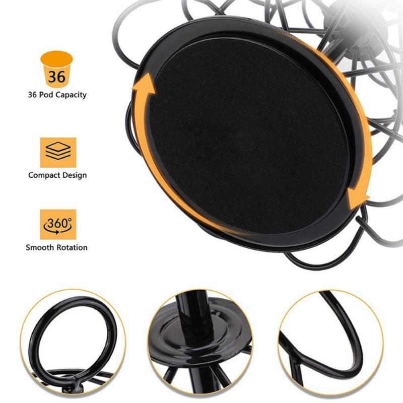Black Four-layer Assembly Rotatable Coffee Capsule Holder Can Store K-CUP/Dolce Gusto Can Hold 36