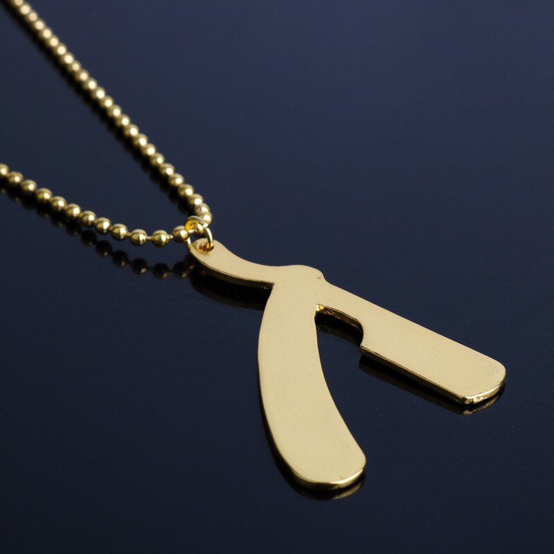 Barber Shop Pole Necklace Hair Dresser Tools 3D Barber Pole Razor Dryer Scissors Comb Hairdresser Pendants Necklaces Men Women: J gold