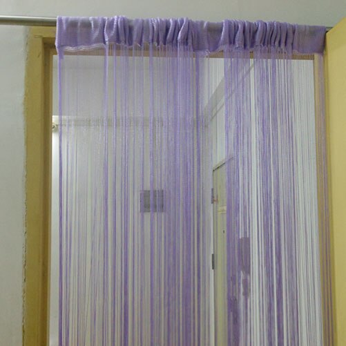 Zidetang frans polyester dörr gardin tofs tråd sträng rumsavdelare gardin panel fönster deco screen: Lila