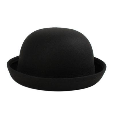 Retail Little Girls Fedora Hat Dome Cap Children Dress Hats Kids Caps Felt Hats Wool Felting Bowler Hat: black / Adult 56-58cm