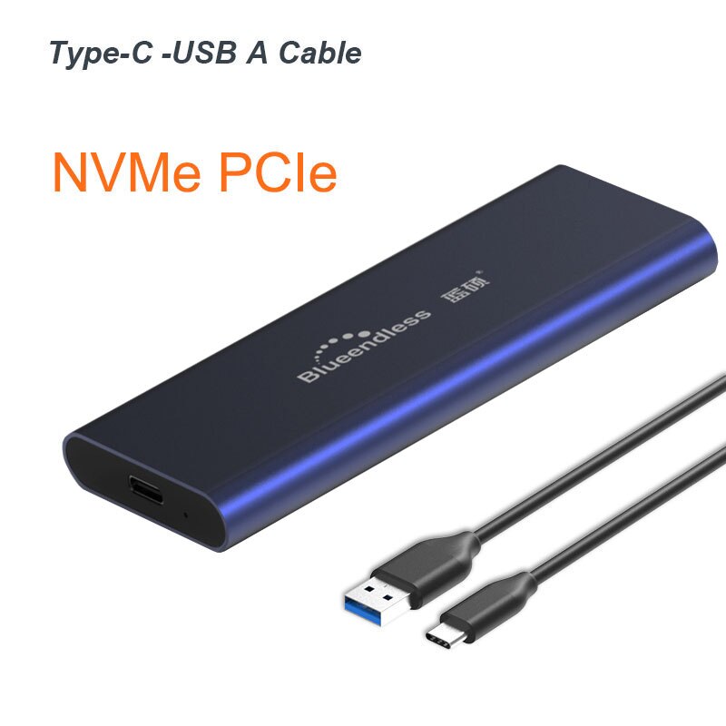 PCIE M.2 NVME USB SSD obudowa M z tuleją samozaciskową C USB 3.1 2240/2280 obudowa na SSD aluminium 10 gb/s pudełko zewnętrzne solidny dysk zewnętrzny: M280N Blue C-A