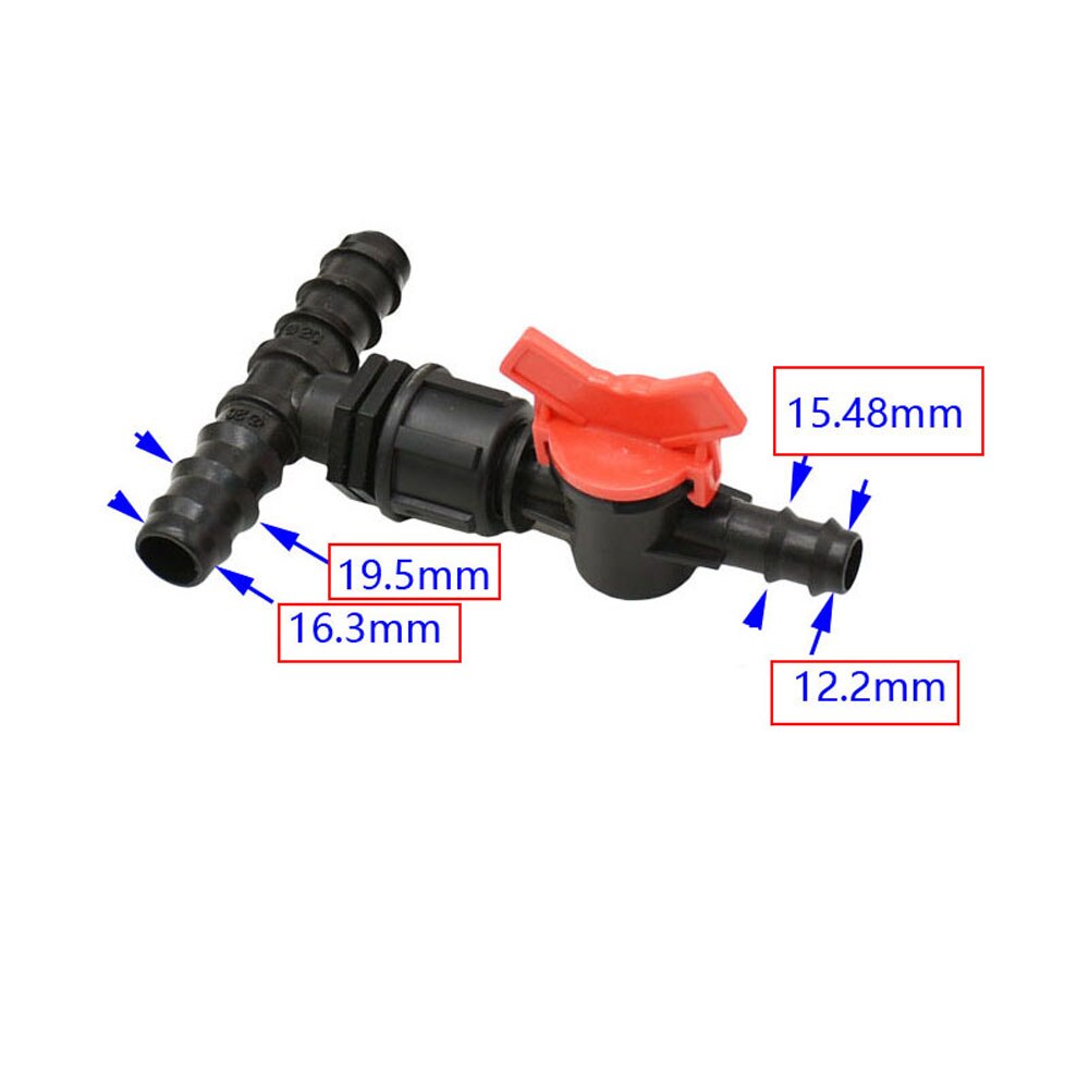 12mm 16mm 20mm PE Rohr T Anschlüsse mit Ventil 1/2 3/4 &quot;Reduzierung Garten Tippen Schlauch Splitter tropf Bewässerung Adapter 1PC: 3I4 x 1I2