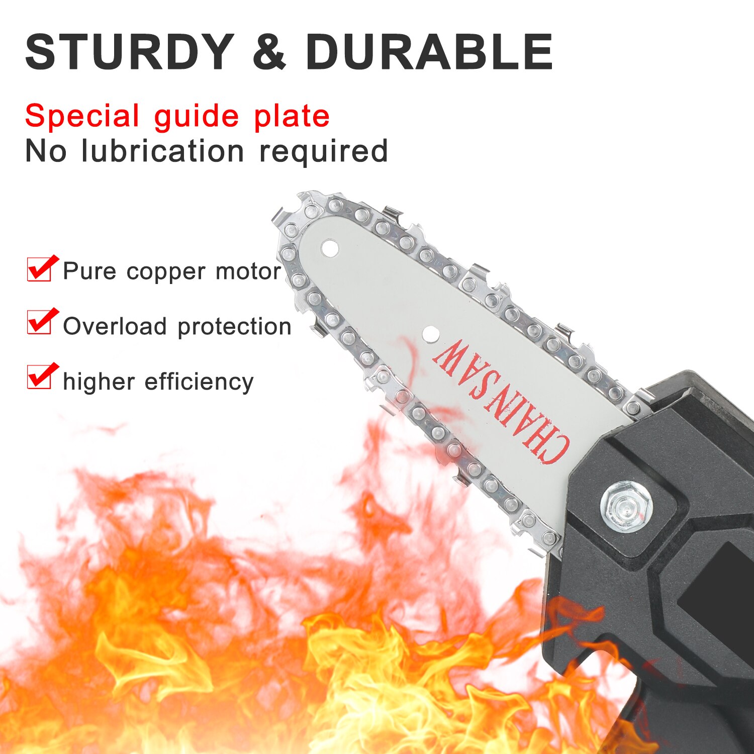 24V Chainsaw 4-Inch 2x1500mAh Cordless Power Chain Saws Portable Electric Pruning Saw for Courtyard Tree Branch Wood Cutting