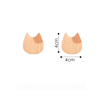 1Pcs Japanese style wooden chopstick holder Beech cat chopstick holder Cartoon kitchen hotel chopstick holder tableware: E