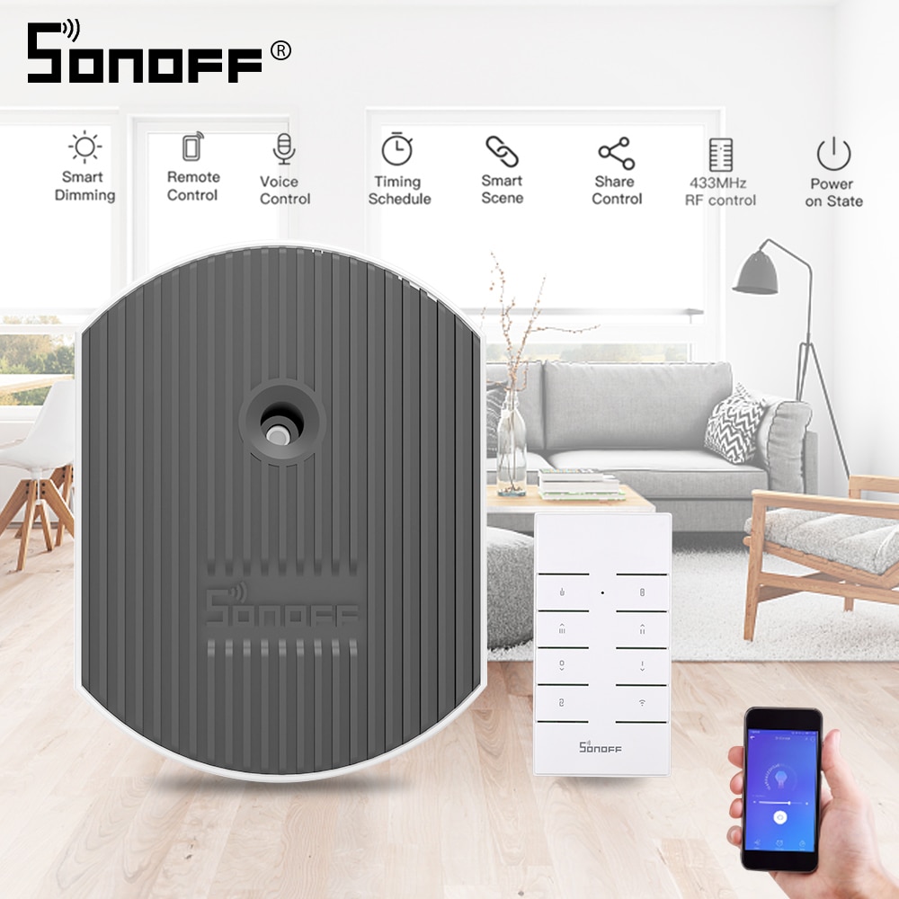SONOFF-atenuador inteligente D1, interruptor Wifi RM433 RF, Control de voz remoto, ajuste de brillo de luz, funciona a través de la aplicación eWeLink, Alexa y Google Home
