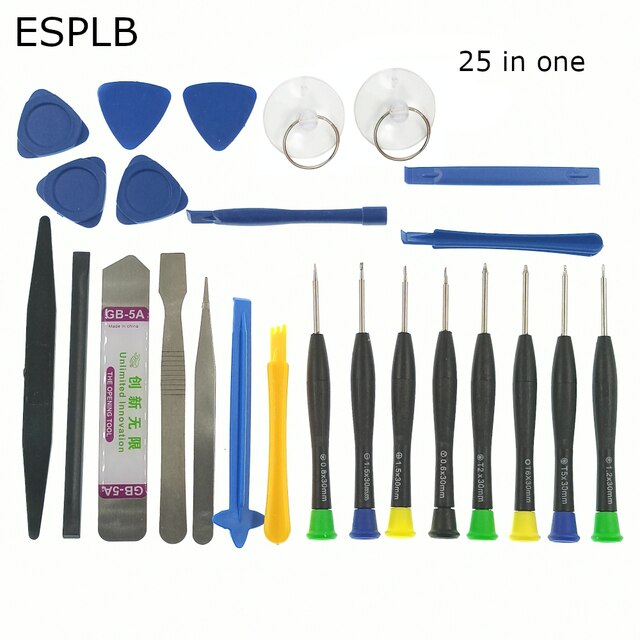 25/22 in 1 Mobile Phone Tablet Repair Opening Tool Kits Screwdriver Tweezer Metal Spudger Crowbar Disassemble Hand Tool Set: 25 in 1