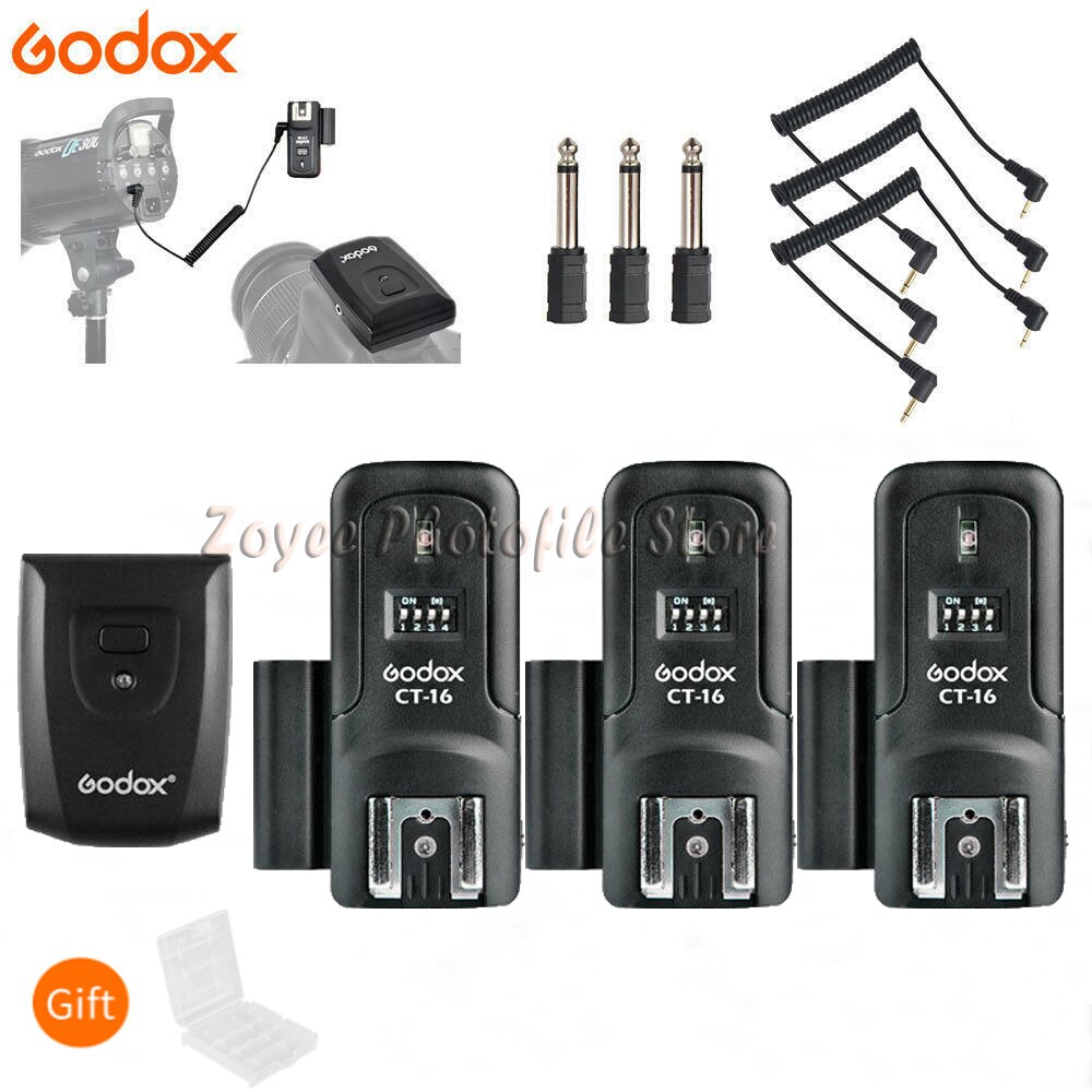 Godox CT-16 16 Kanalen Draadloze Radio Flash Speedlite Trigger Zender + 2x Ontvanger Set Voor Canon Nikon Pentax Studio Flash: 1Triger 3 Receiver