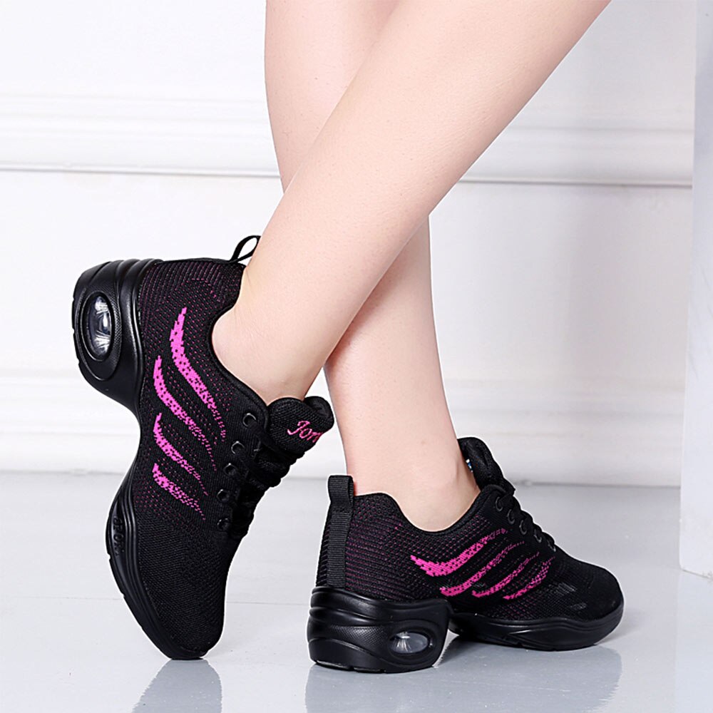 Women Jazz Dance Shoes Breath Mesh Modern Hip-hop Dance Shoes Woman's Sports Feature Fitness Shoes Female Sneakers Size 35-42