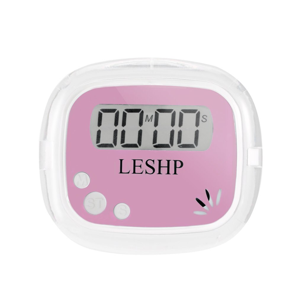 LESHP Kitchen Timer - 4 Digit LCD Display - Countdown & Count-Up - Magnetic Back - Memory Recall: Red