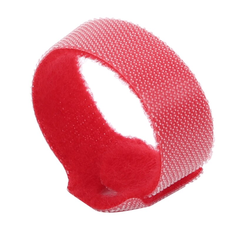 Type Back-To-Back Effen Kleur Nylon Klittenband Kabelbinder Draad En Batterij Staaf Ring Riem Tie haak Ring: Red 12cm