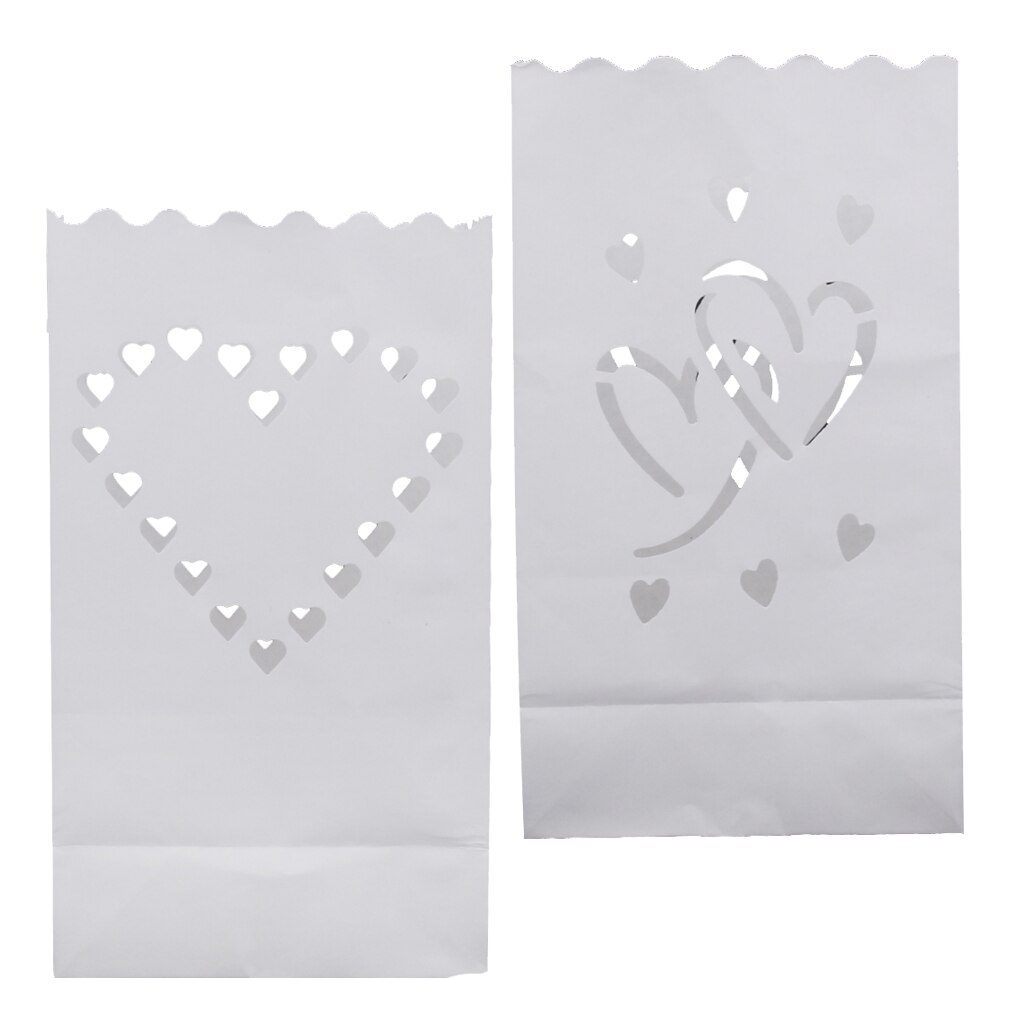 20 Pieces Heart Luminary Candle Lantern Bag Light Paper for Wedding Celebration