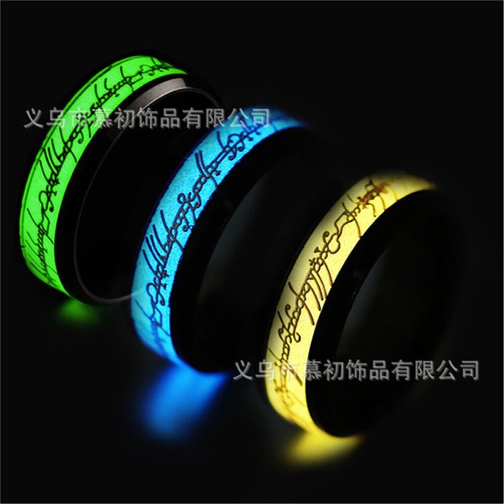 I den lysende ring blå fluorescerende rustfrit stål smykker titanium stål ring ringen mænds og kvinders bryllup ri