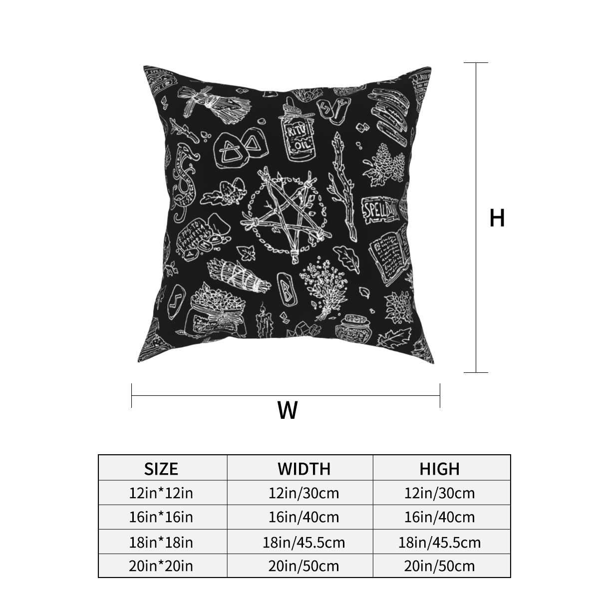 Dark Pagan Witches Gothic Goth Pillow Cover Decoration Cushion Cover Throw Pillow for Home Polyester Double-sided Printing