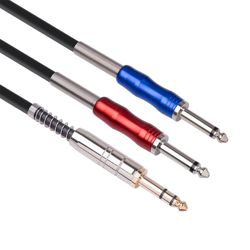 TRS Stereo Y-Splitter Insert Cable, 1/4 Inch Male Jack to Dual 1/4 Inch(6.35mm) Male TRS Mono Breakout Cable