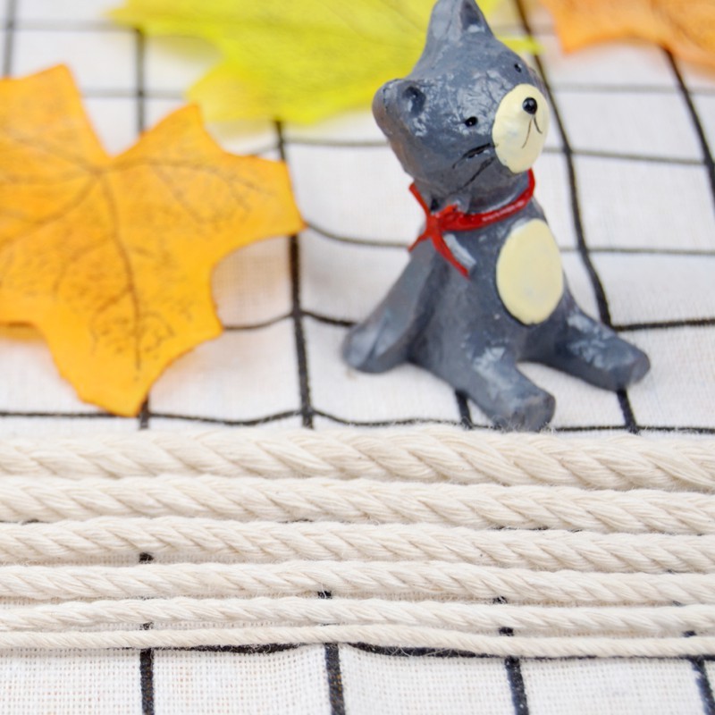 1-10mm Beige Katoen Twisted Gevlochten Koord Touw Diy Handgemaakte Thuis Textiel Accessoires Craft Macrame String Bruiloft Decoratie