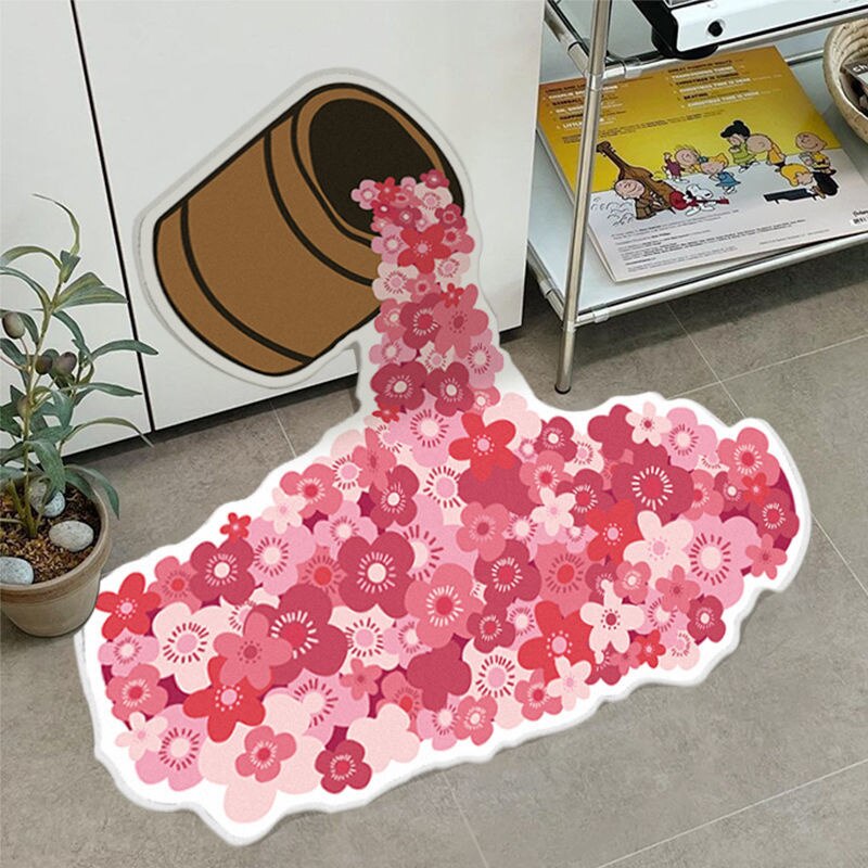 3D Rainbow Paint Bucket Tapestry Carpet Rug Irregular Living Room Bedroom Carpet Non-slip Floor Mat Home Decoration: 80cm / C