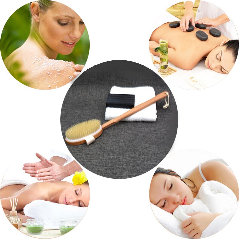 1Pc Gekwalificeerde Douche Borstel Natuurlijke Lange Houten Borstel Massager Bad Douche Terug Spa Afneembare Scrubber