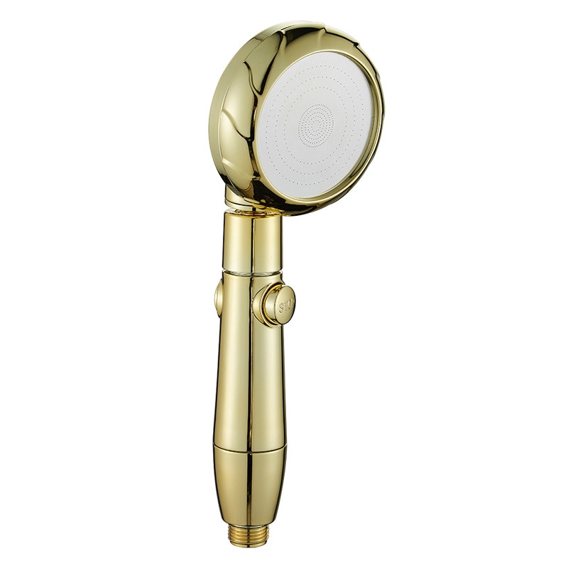 Hand-held Rainfall Shower Head Adjustable High Pressure Bathroom Accessories Portable Removable Bath Water Filtration Showerhead: Gold