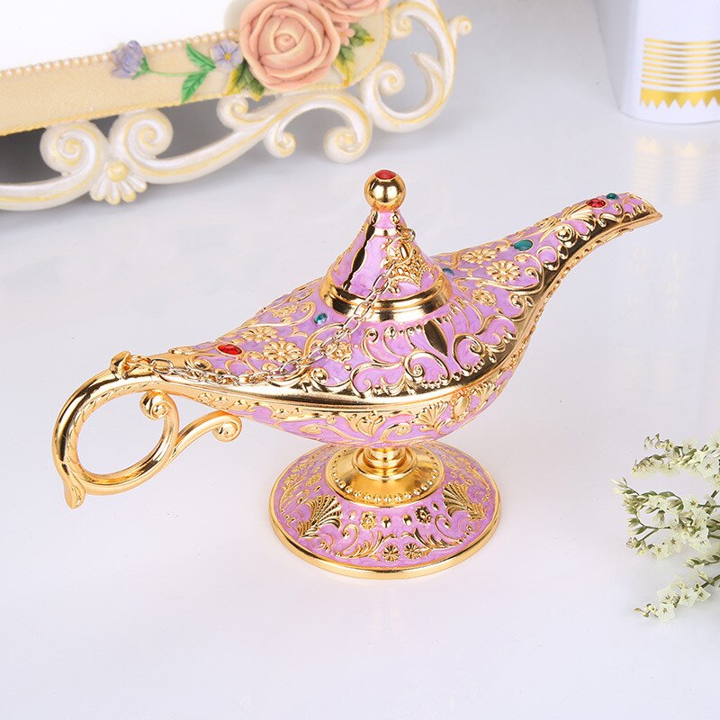 [hht] 10 kleuren aladdin magische lamp retro huisdecoratie traditionele uitgeholde sprookjesachtige wensgeest lamp theepot knutseldecoratie: 2212cm-04