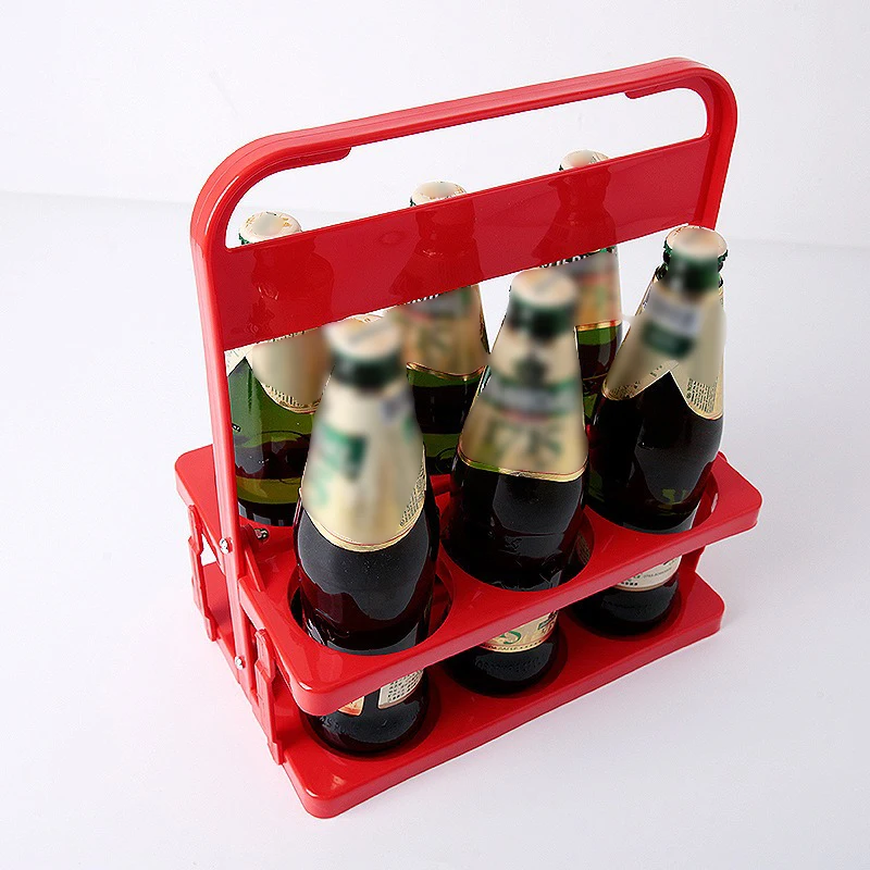 Support à bière pliable en plastique Portable, organisateur de tasses Durable, casier à vin, porte-bouteille de bière, panier à boissons, support à Cocktail réutilisable: vert clair