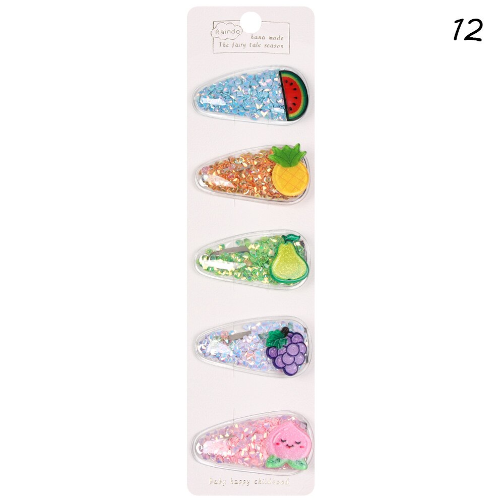 5 Pcs Baby Meisjes Mooie Fruit Sequin Haar Clips Prinses Glanzende Kleurrijke Haarspelden Haarspeldjes Leuke Zoete Hoofddeksels Haar Accessoires: 12