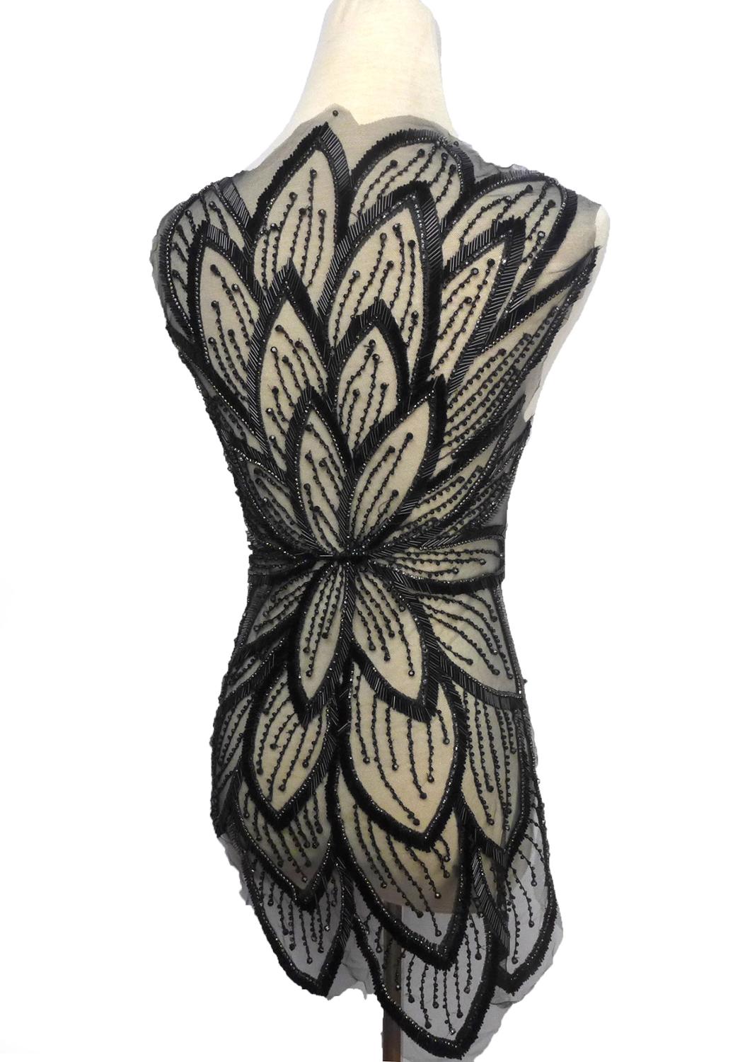La Belleza Zwarte Kralen Applique Patch, Zilver Grote Patch, Handgemaakte Kristallen Steentjes Gown Applique Accessoires, Gold Patch: Black