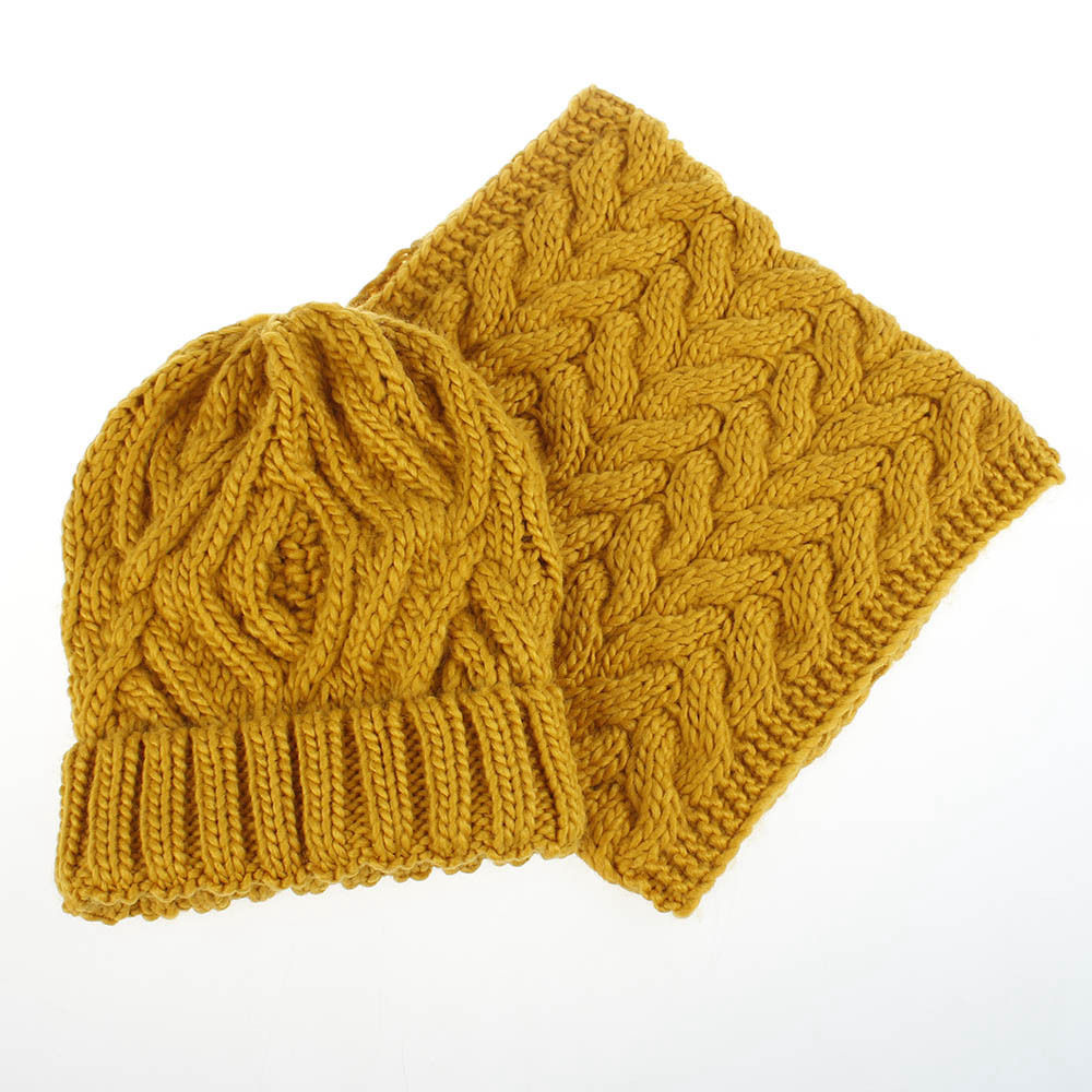 Wintersjaal muts set gebreide muts voor dames winter warme stretch gebreide muts volwassen outfit meisjes gebreide muts met sjaal  wh108d