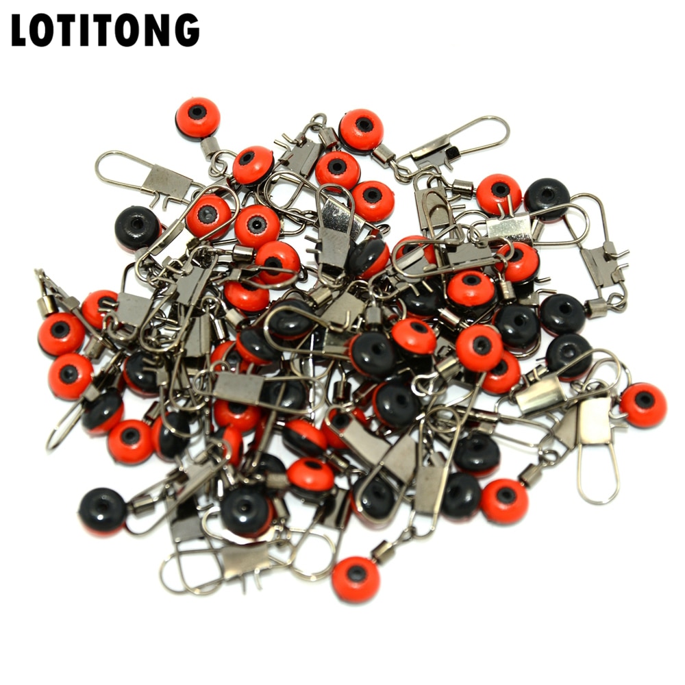 LOTITONG 20Pcs Space Beans Fishing Connector Float Connector Rolling Swivel Fishing Supplies with Box Carry Fishing Tackle tool