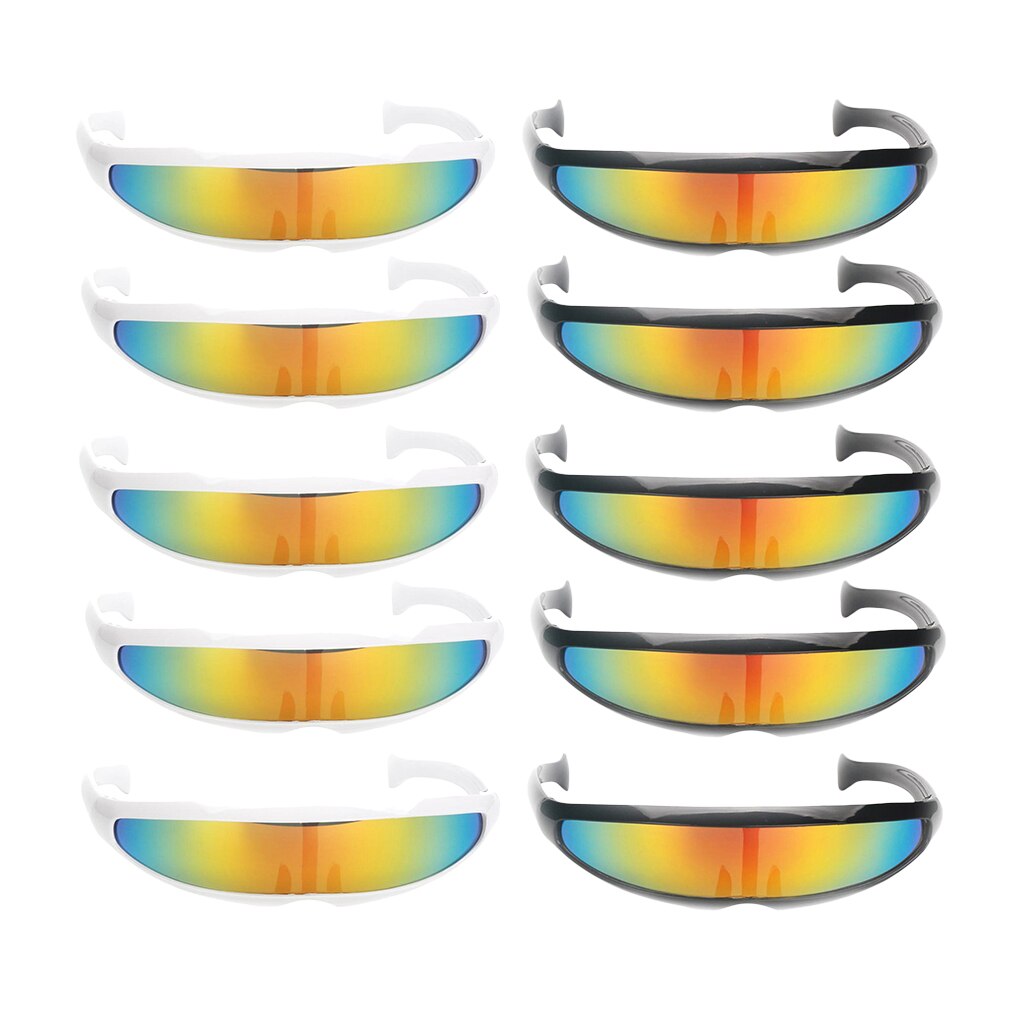 8x Grappige Futuristische Spiegel Alien Zonnebril Monoblock Shield Bril