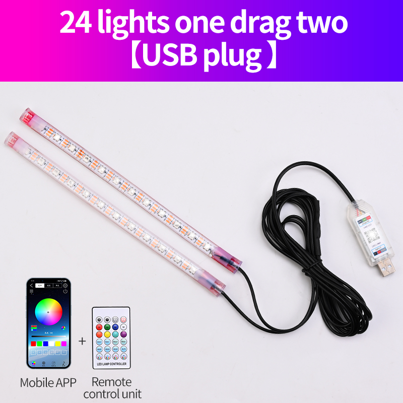 Tira de atmósfera para el pie del coche, luz LED con aplicación remota, Control, iluminación USB, sincronización de música, brillo ajustado, luz ambiental libre, 1 Uds.: 4300 K blanco amarillo