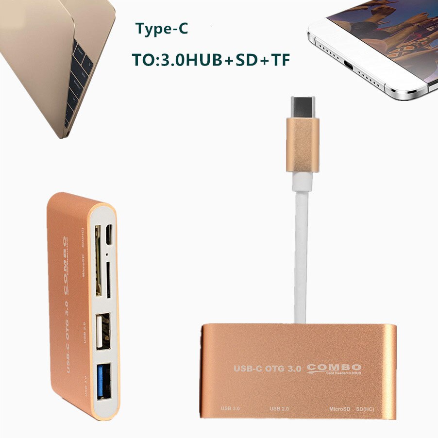 Concentrateur OTG type-c vers lecteur USB SD TF Micro USB pour tablette de téléphone Station d'accueil universelle USB C