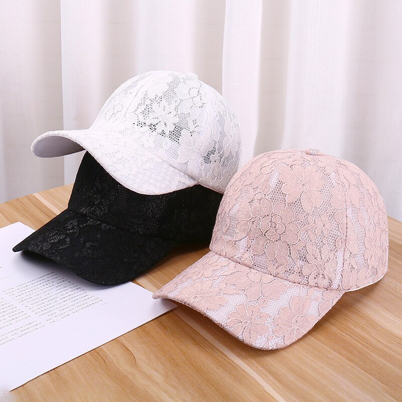 Kvinner hul blonder blomst baseball caps sommer pustende netting solhatt floral casual jenter justerbare caps