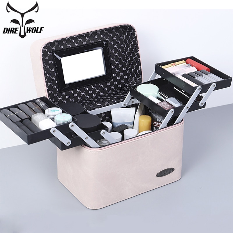 Professionele Make-Up Cosmetische Tas Koffers Multi Verdiepingen Draagbare Vrouwen Make-Up Bag Case Voor Cosmetica