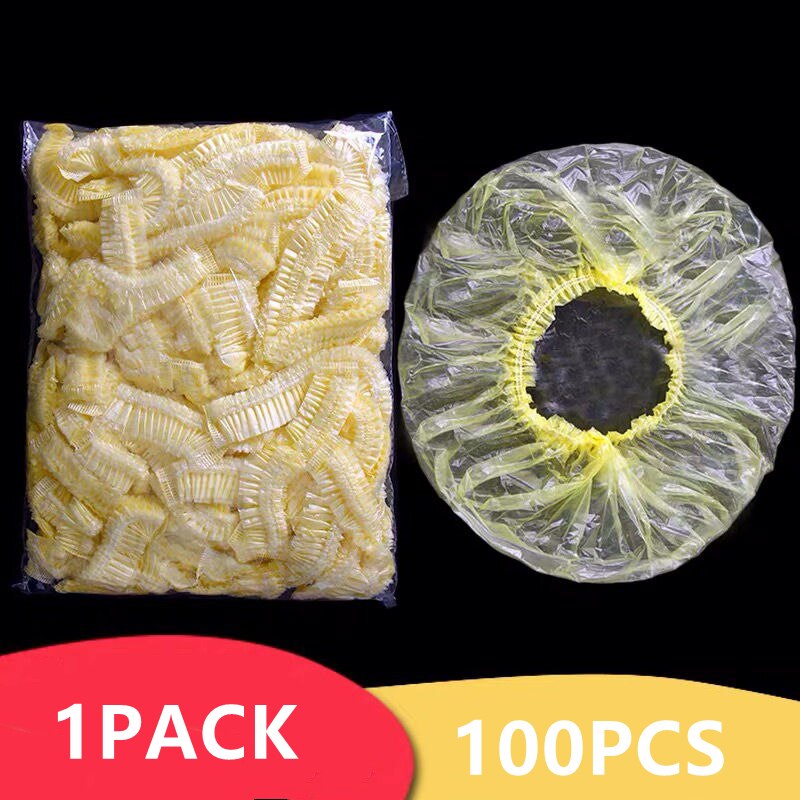 Lot de bonnets de douche jetables, lot de 100 pièces, ensemble de bonnets de bain Non tissés plissés, Anti-poussière, accessoires de beauté pour Salon de coiffure: B