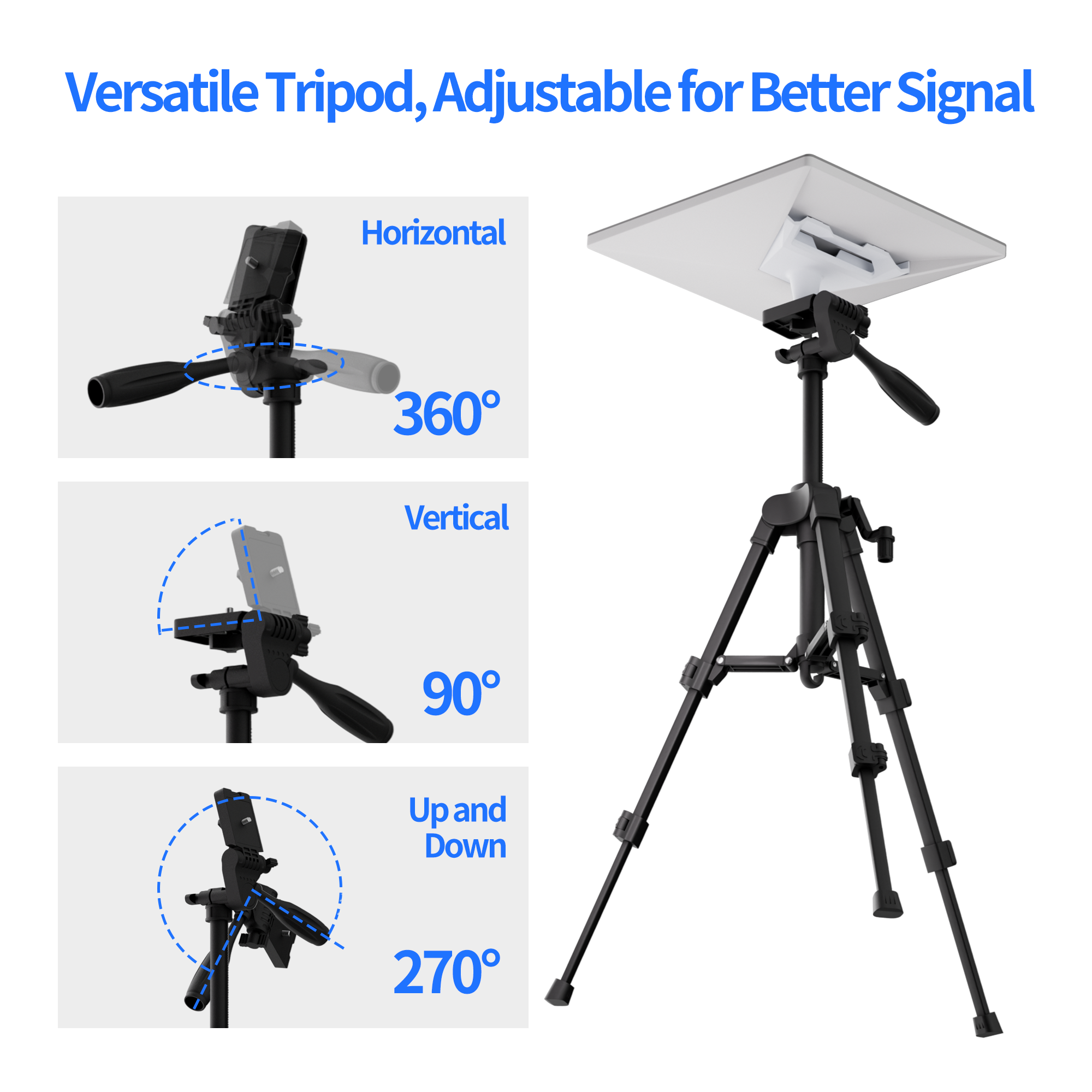 Starlink Mini-statiefbevestiging inclusief adapter, 3 niveaus verstelbare hoogte 360 ° Tilt-compatibele Starlink Mini-standaardmontageset