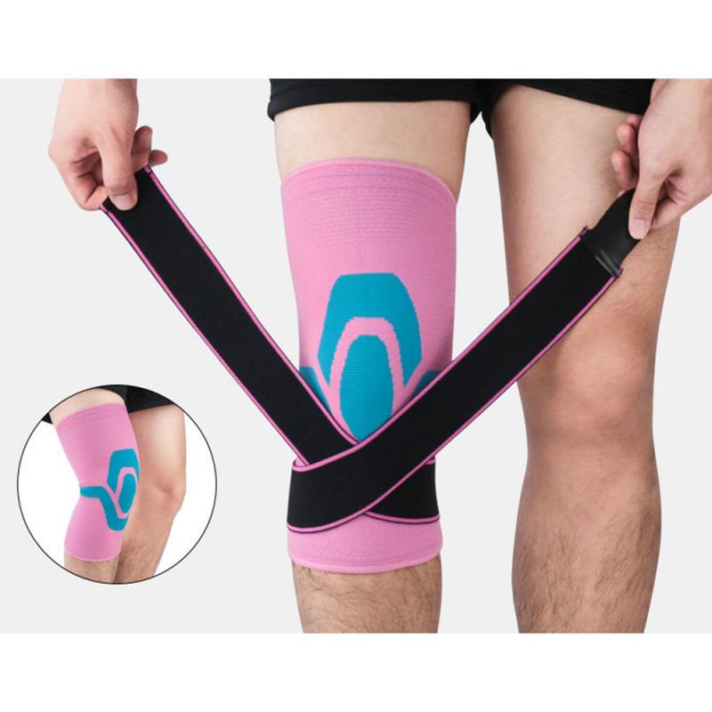 Kneepad Bandage Pressurized Elastic Knee Support Knee Brace Protector For Fitness Sport RunningBrace Protector: Pink strengthen / XL