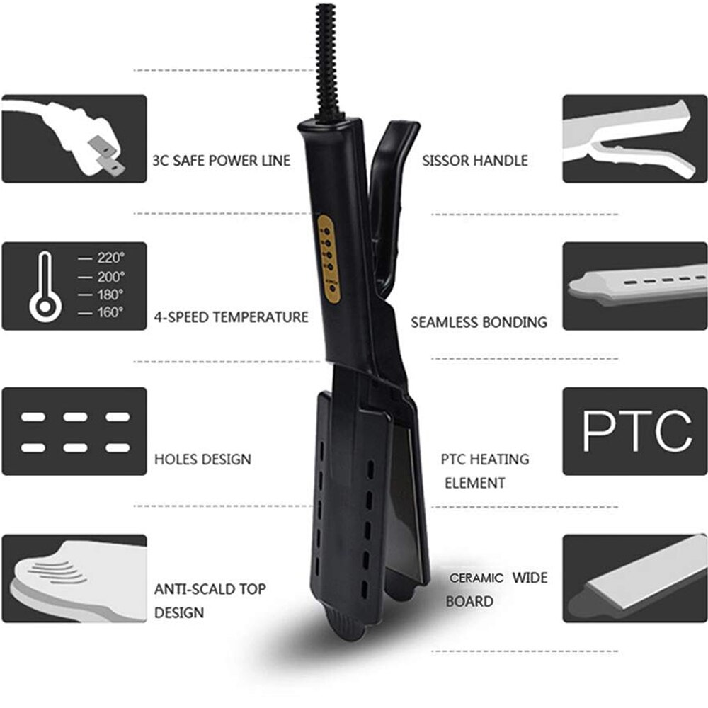 2 In 1 Hair Curler Flat Irons Gold Twist Hair Curling & Straightening Iron Titanium Pro Hair Curling Irons Hair Styling Tools