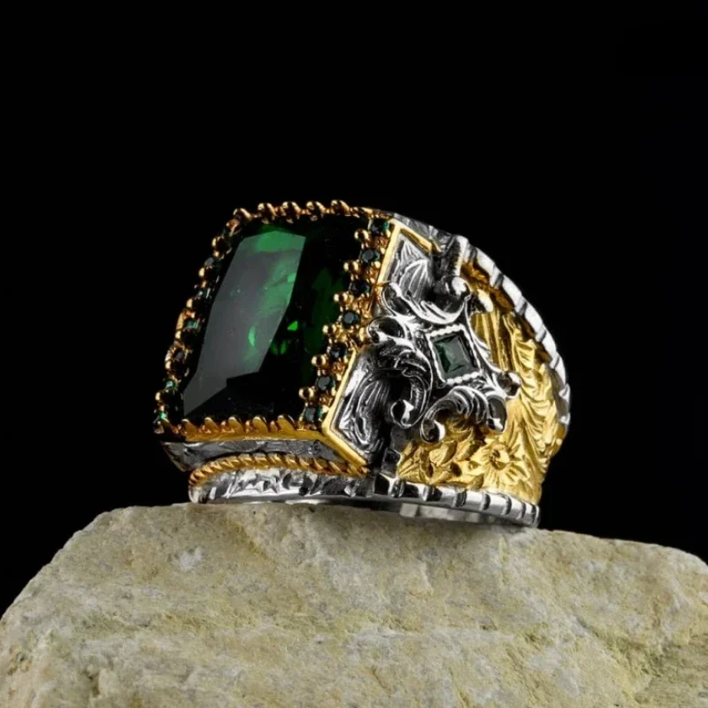 2023 Koperen Open Verstelbare Ringen Amber Edelsteen Persoonlijkheid Hoge Sieraden Turkije Mode Luxe Heren High-end Trouwringen: Zilver