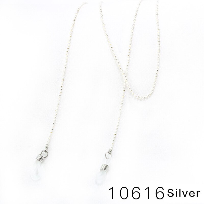 Zonnebril ketting metalen koorden casual parel kralen geometrische bril ketting voor mannen vrouwen gouden ketting: 10616 zilver