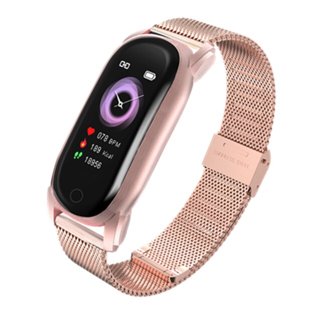 Bysl YD8 Smart Polsband Temperatuur Vrouwen Smart Armband Fitness Tracker Voor Android Ios Lange Standbysmart Horloge: Metal Rose Gold