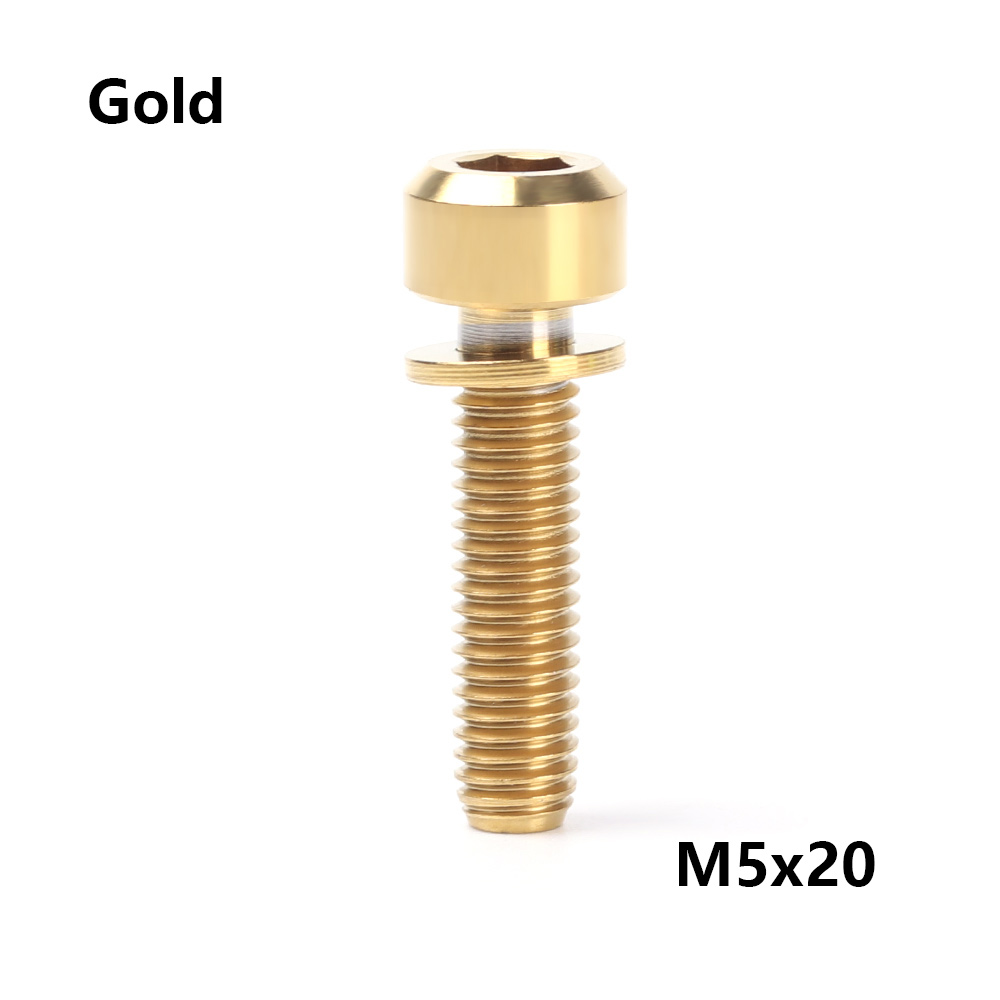 Tc4 m5 16mm/18mm/20mm titan stamme festebolter for sykkel mtb sykkel stamme skruer faste bolter sykkel sykkel deler 3 farger